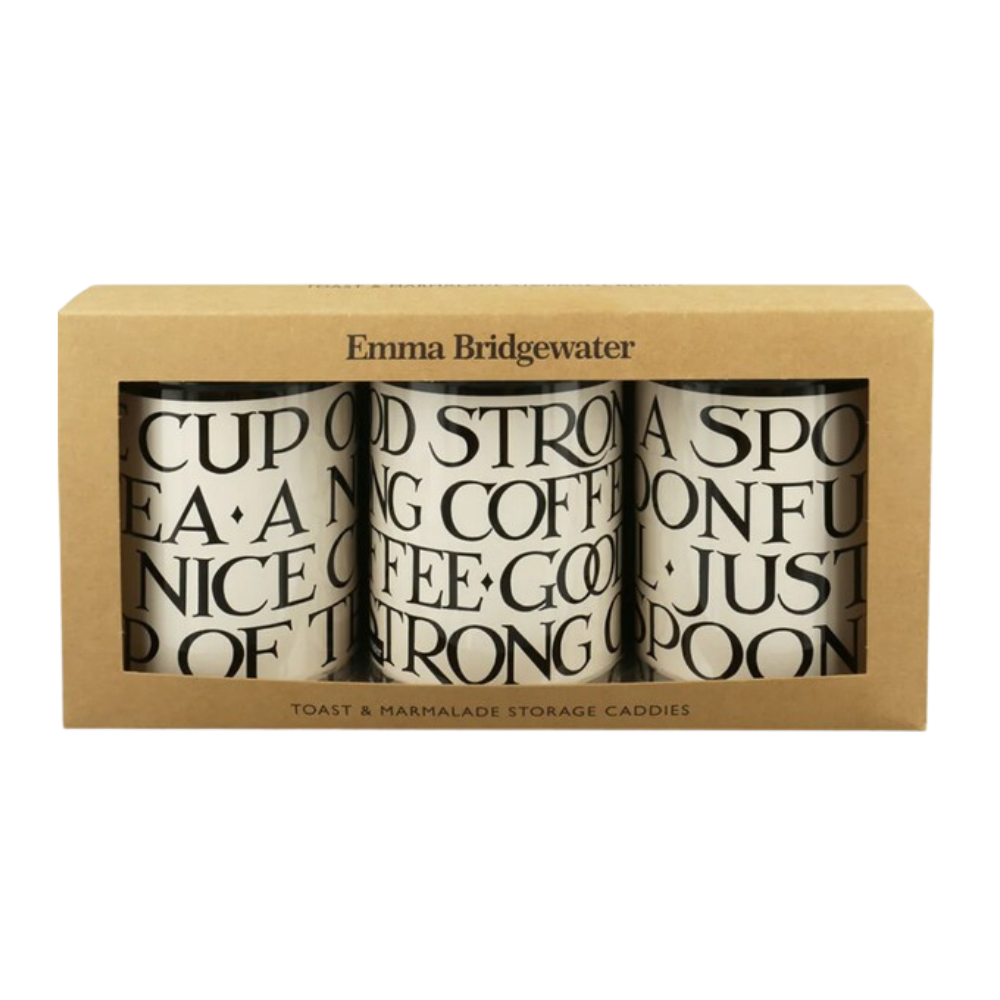 Emma Bridgewater Black Toast Round Caddies Set of 3 NEW