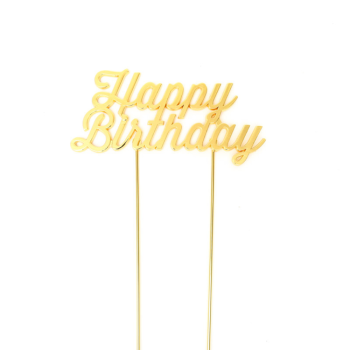 Cake & Candle Gold-Plated Happy Birthday Cake Topper
