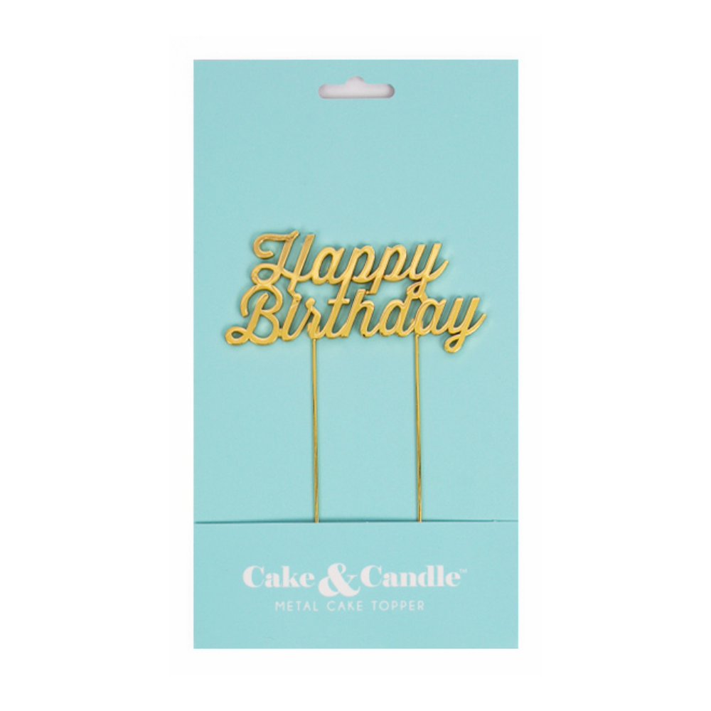 Gold-Plated Happy Birthday Cake Topper(3)