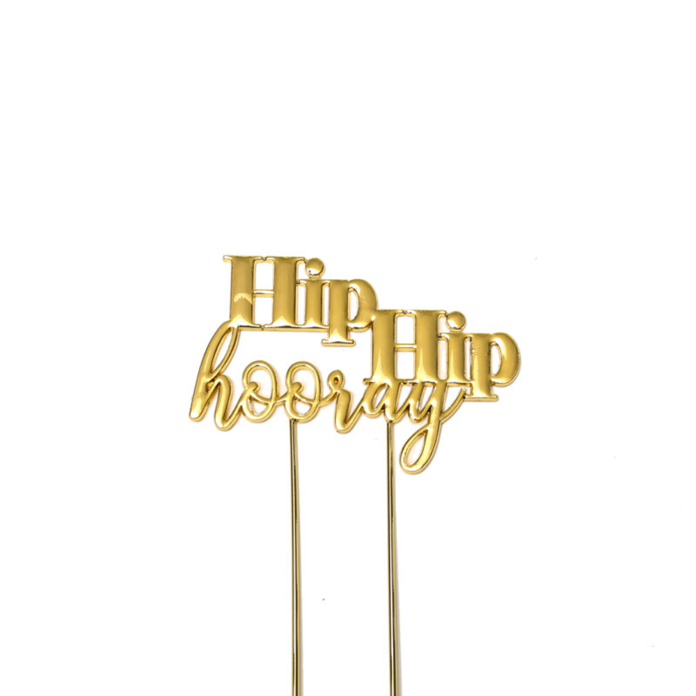 Gold-Plated Hip Hip Hooray Cake Topper