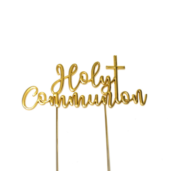 Cake & Candle Gold-Plated Holy Communion Cake Topper
