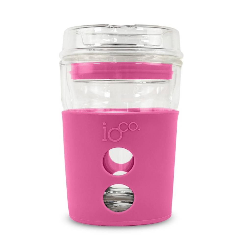 IOco 8oz Eco Glass Coffee Travel Cup Bossy Pink