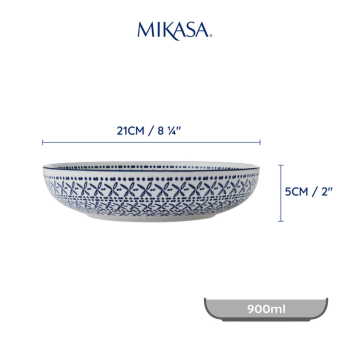 Mikasa Stoneware Pasta Bowl Mediterranean Blue 21cm (4)