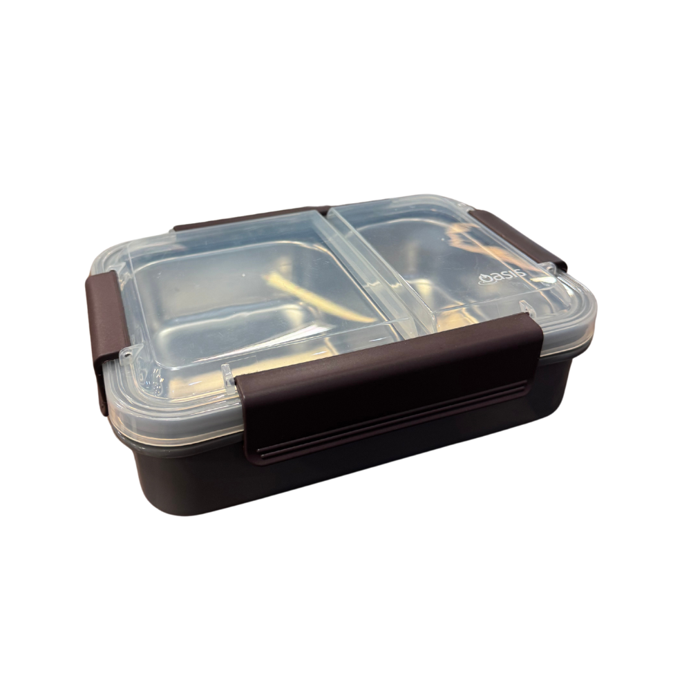 Oasis SS 2 Compartment Lunch Box Charcoal