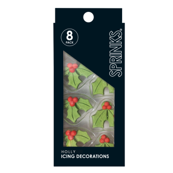 Sprinks Icing Decorations Holly 8 Pack