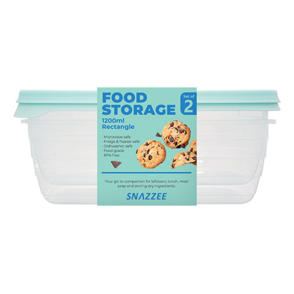Snazzee Food Storage Set of 2 Rectangular 1200ml