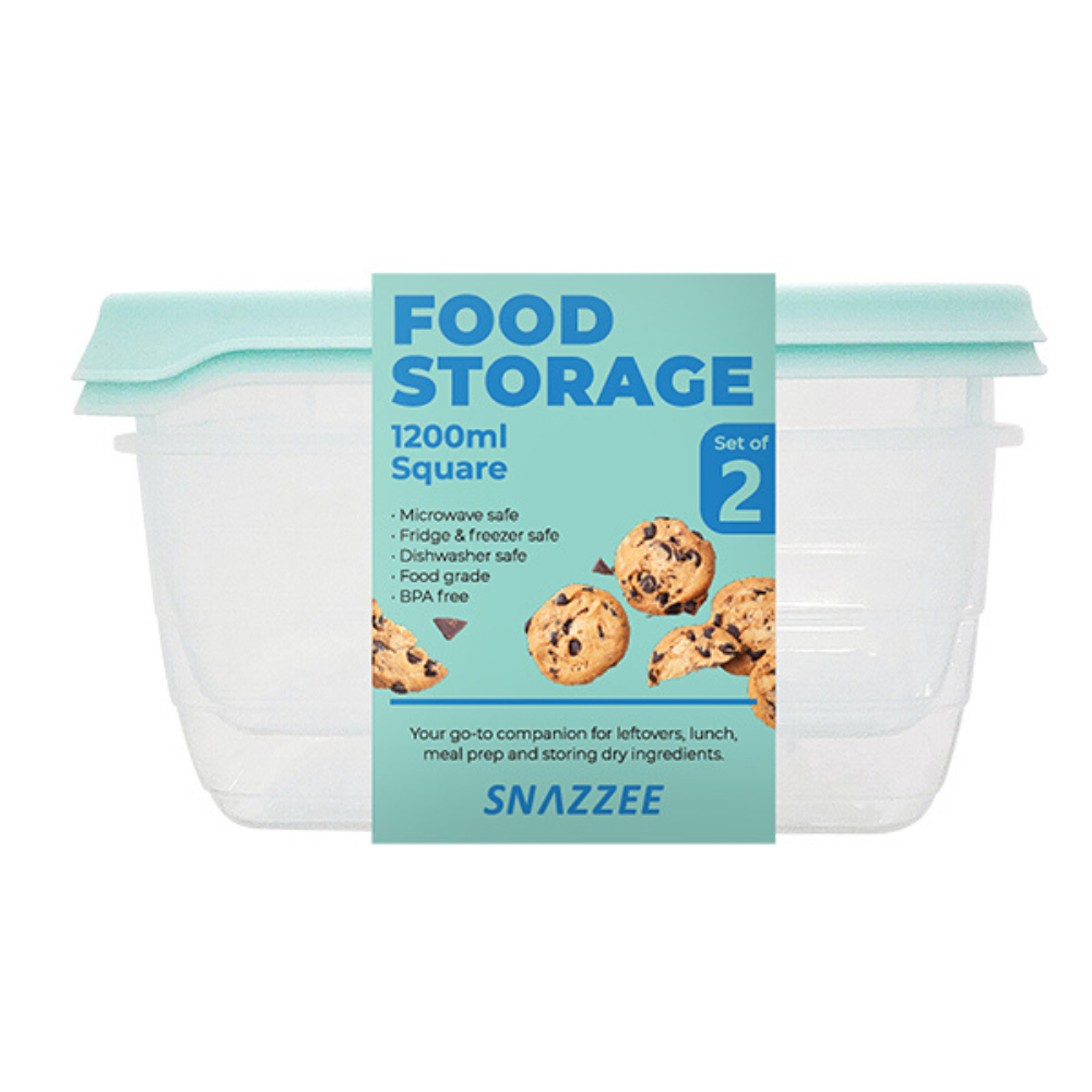 Snazzee Food Storage Set of 2 Square 1200ml