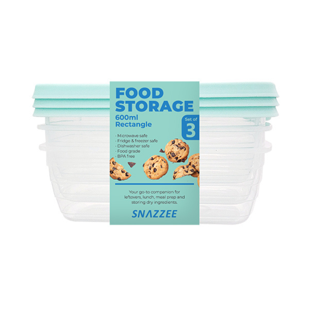 Snazzee Food Storage Set of 3 Rectangular 600ml