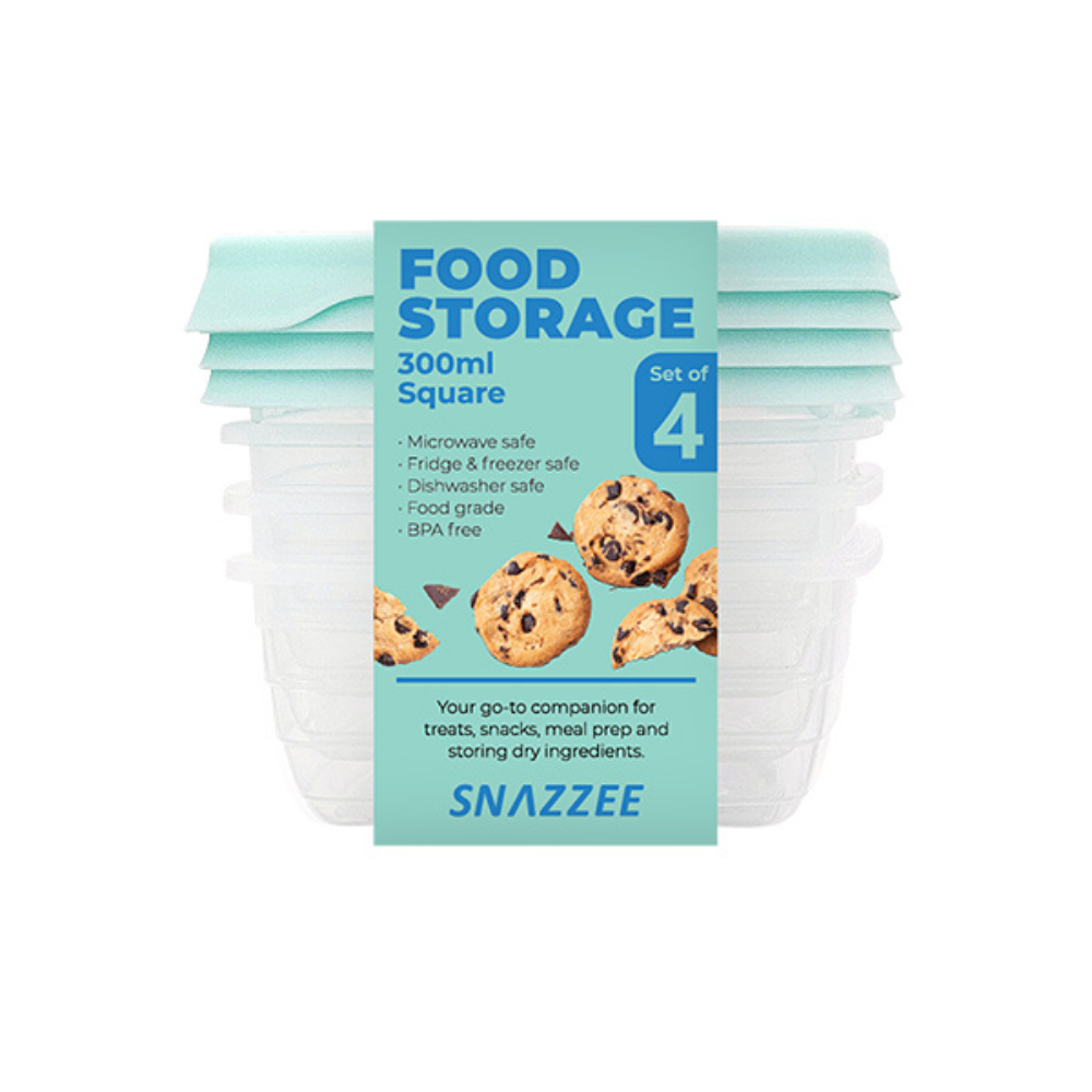 Snazzee Food Storage Set of 4 Square 300ml