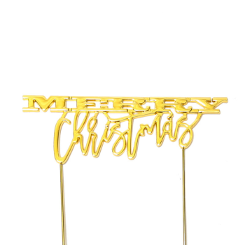 Cake & Candle Gold-Plated Merry Christmas Cake Topper