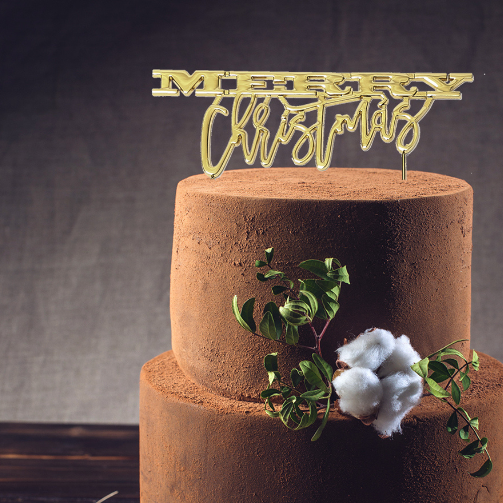 cake & candle GOLD PLATED MERRY CHRISTMAS(1)