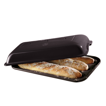 Emile Henry 3 Baguette Baker Charcoal 39x23cm