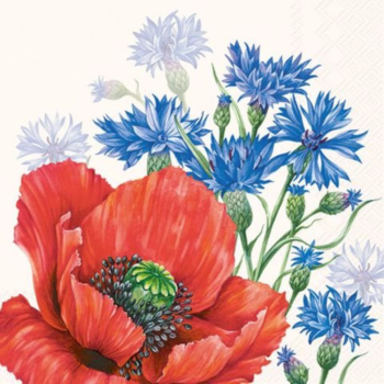 IHR Lunch Napkin Poppy & Cornflowers
