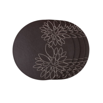 Ladelle Round Floral Leather Placemat 4 Pack