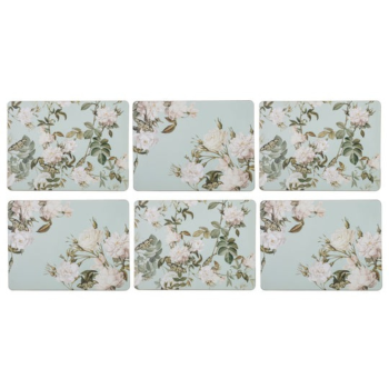 Ashdene Elegant Rose Mint Placemats lid out on a white background.