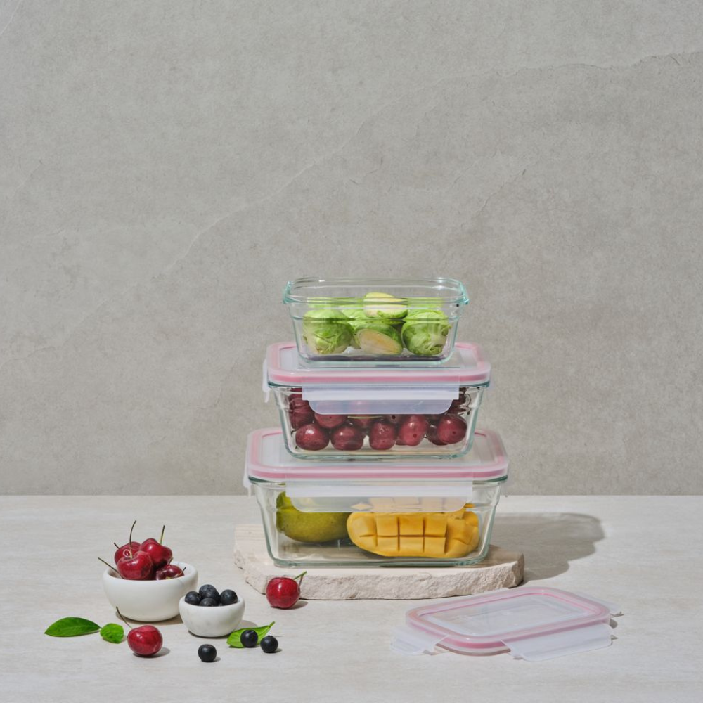 Glasslock Tempered Glass 3 Piece Oven Safe Container Set