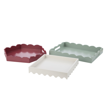 clear cut of rectngular tray along with smaller cream tray and hexagonal tray