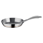 Stainless Steel Axis Fry pan from side on showing the length of handle with a this copper band