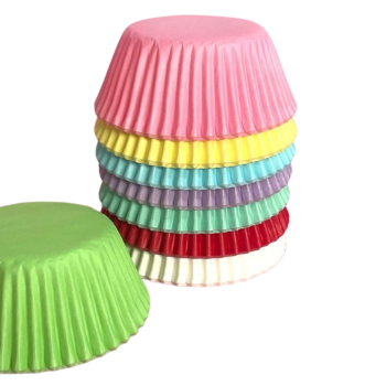 408 Baking Cup Mixed colours stacked against a white background.