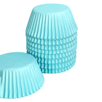 408 Baking Cup Pastel Blue stacked against a white background.