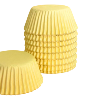408 Baking Cup Pastel yellow stacked on a white background.