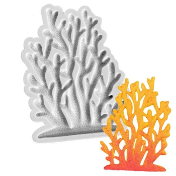 Grey Silicone Mould with and orange depiction onwhat the decoration would look like.