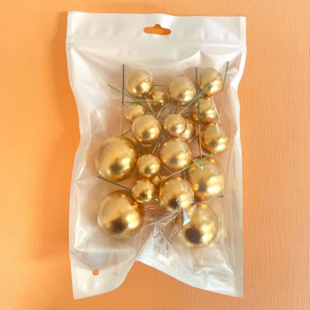 Gold Foam Ball Decorations in packaging.