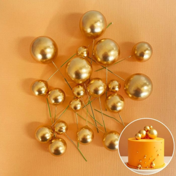 Gold Foam Ball Decorations on a gold background.