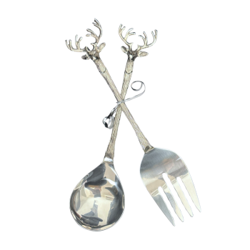 Highland Stag Elk Salad Servers Steel 27cm