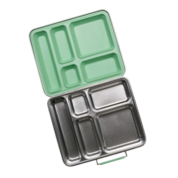 Nestling Stainless Steel Bento Box Jumbo Sage open.