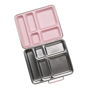 Nestling Stainless Steel Bento Box Jumbo Pink open.