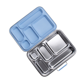 Nestling Stainless Steel Bento Box Blue open.