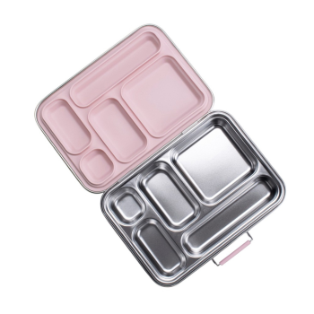 Nestling Stainless Steel Bento Box Pink open.