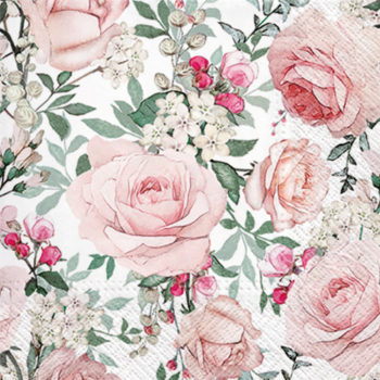 PAW Decor Lunch Napkins 33cm Gorgeous Roses Pack of 20