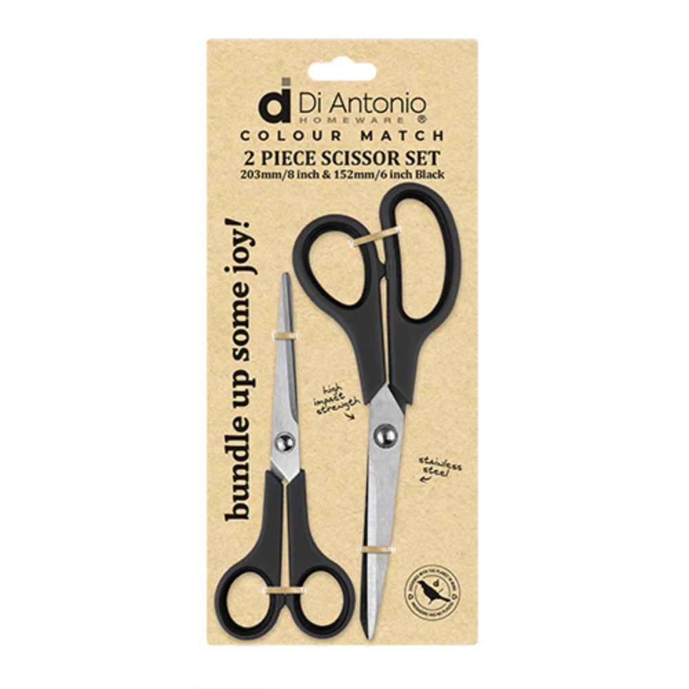 SCISSOR SET 2PC 203MM & 152MM BLACK