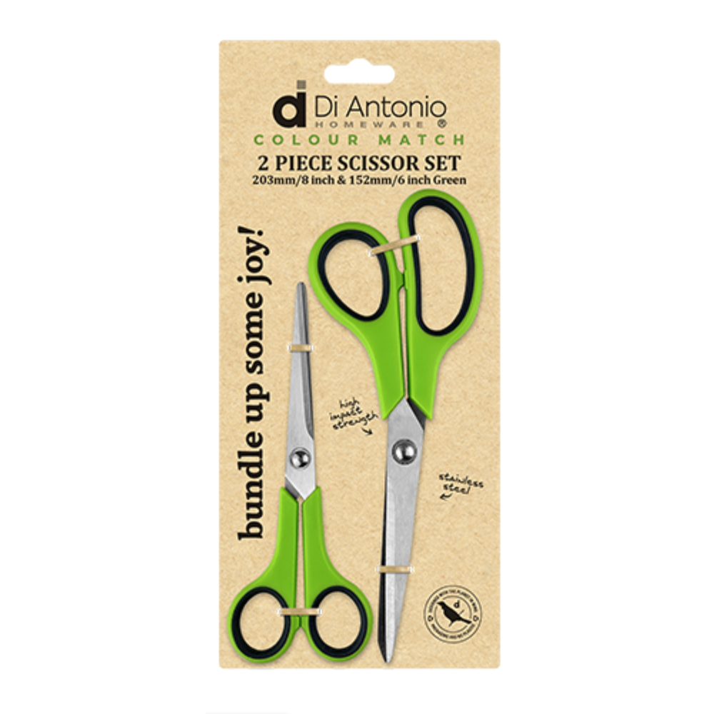 SCISSOR SET 2PC 203MM & 152MM GREEN