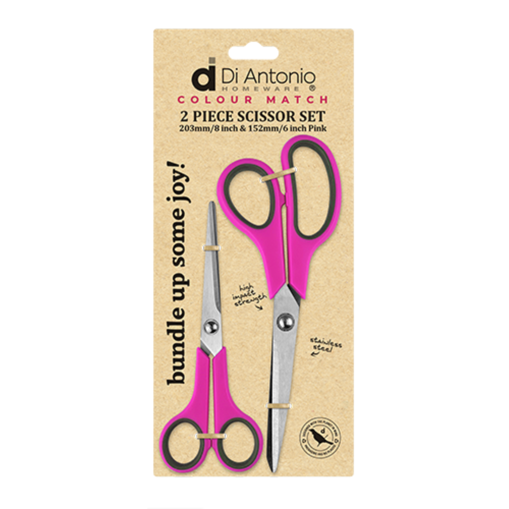 SCISSOR SET 2PC 203MM & 152MM PINK