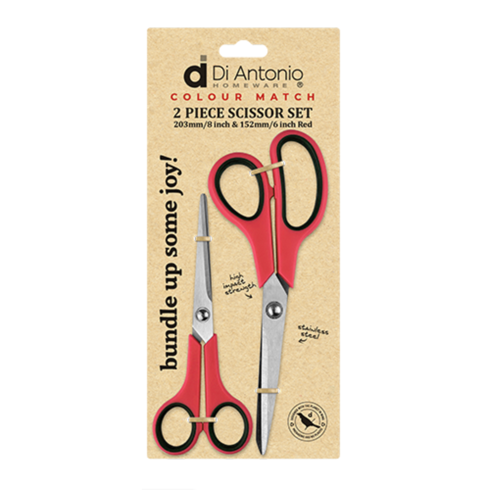 SCISSOR SET 2PC 203MM & 152MM RED