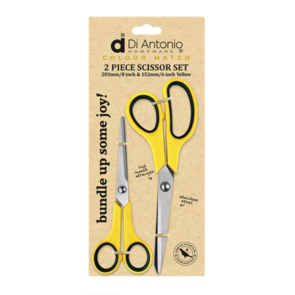 SCISSOR SET 2PC 203MM & 152MM YELLOW