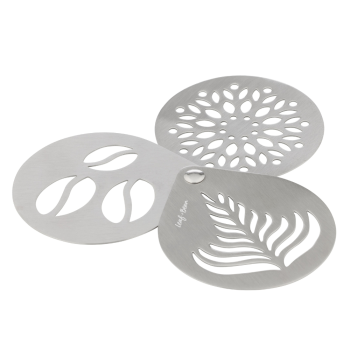 Leaf + Bean Stainless Steel 3 Piece Coffee Stencil Set