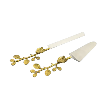 Floral Handle Stainless Steel Cake Servers Set of 2