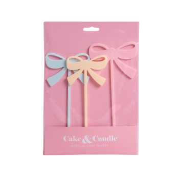 Cake & Candle Milkshake Mixed Bows Cake Topper
