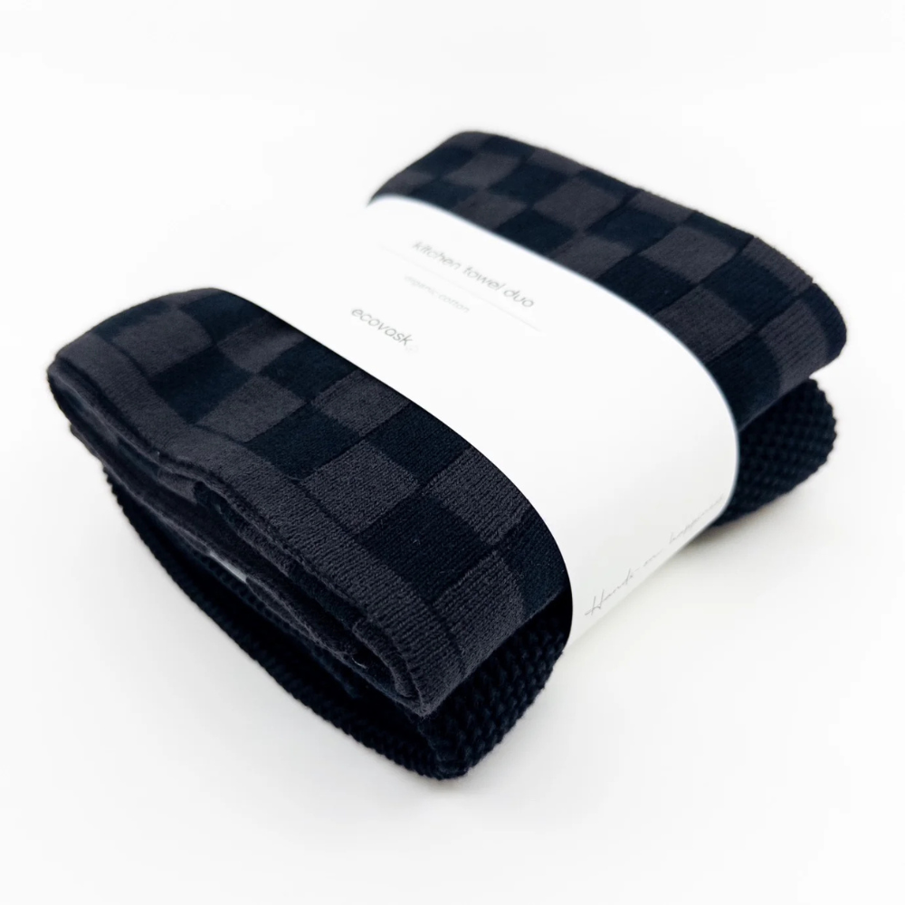 Ecovask 2 Pack Towel Combo Poppy Seed Chequer