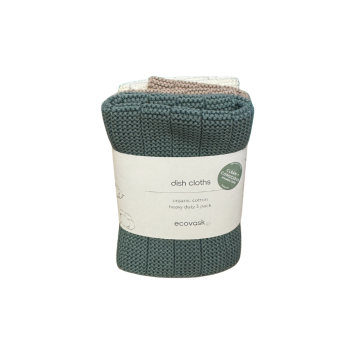 Ecovask Heavy Duty Dishcloths 3pk Sea Glass (3)