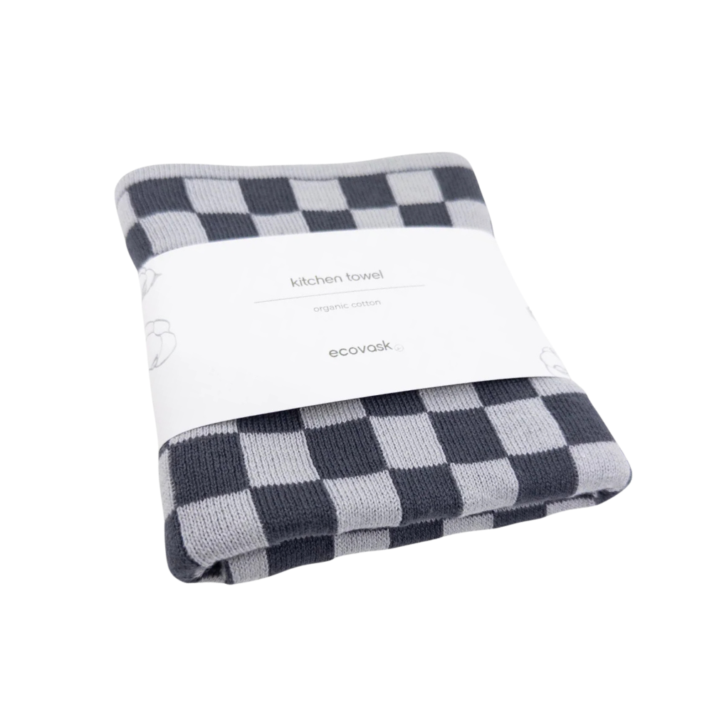 Ecovask Kitchen Towel Graphite Lunar Chequer 60x40cm (1)