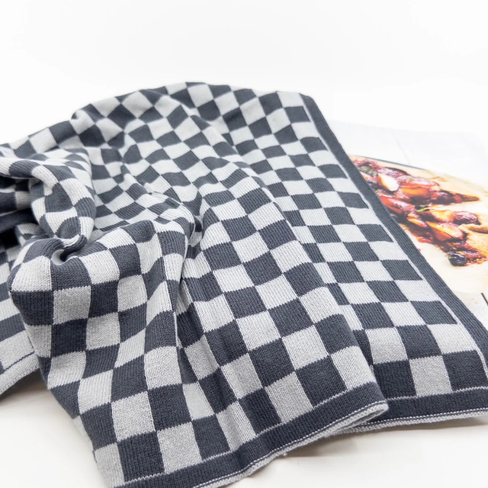 Ecovask Kitchen Towel Graphite Lunar Chequer 60x40cm