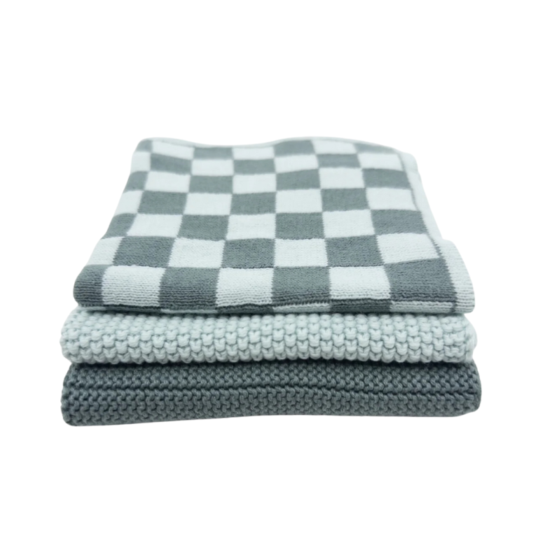 Ecovask Mixed Cloths 3 Pack Sea Foam Chequer