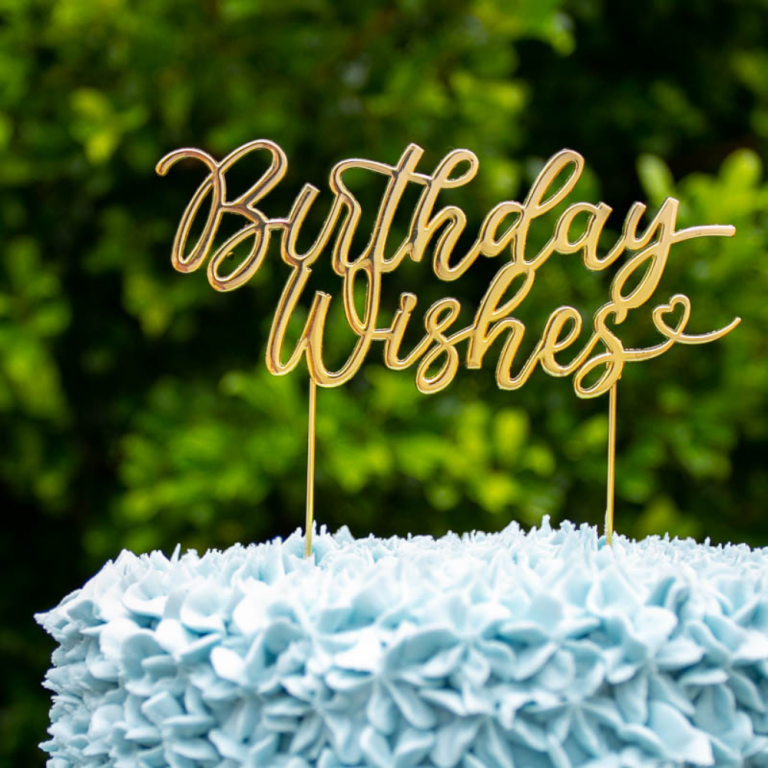 GOLD Metal Cake Topper BIRTHDAY WISHES (1)