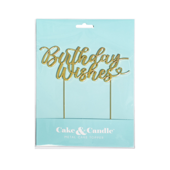 Cake & Candle Gold-Plated Birthday Wishes Cake Topper