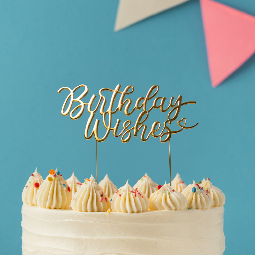 GOLD Metal Cake Topper BIRTHDAY WISHES (3)